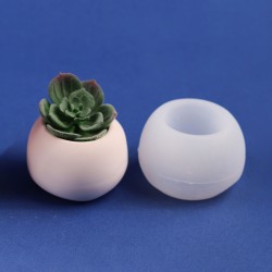Epoksi Yuvarlak Beton Saksı ve Mumluk Silikon Kalıbı 5.3cmx7.7CM