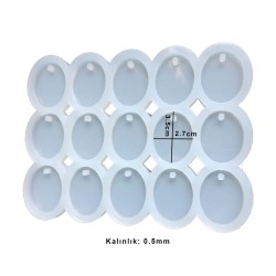 Epoksi Silikon Kalıp Delikli Oval Anahtarlık Kolye Kalıbı 15 Li