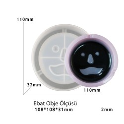 Epoksi Silikon Kalıp Küllük Kalıbı Yüzlü Emoji Bıyıklı 11x11 CM