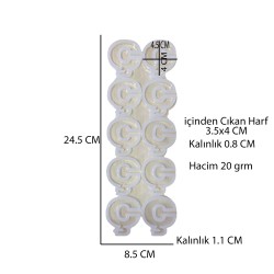 Epoksi Çoklu Silikon Kalıp Ç Harfi ( Düz)  Anahtarlık Reçine Seri Döküm Kalıbı 4 CM 10 Lu