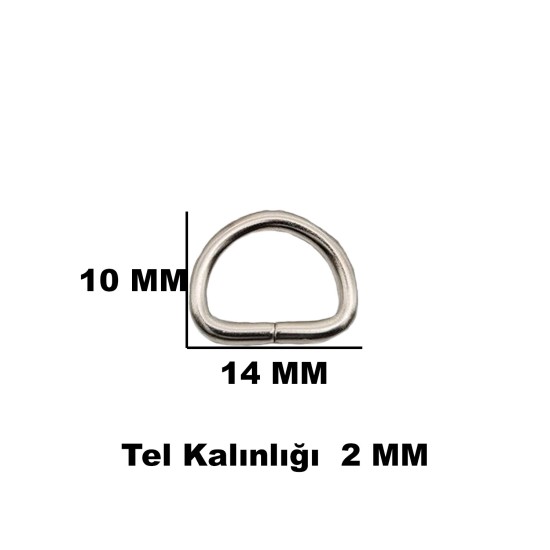 Anahtarlık Montaj Halkası D Çanta Bağlantı Halkası 14x10 MM (1000 Adet)  Gümüş