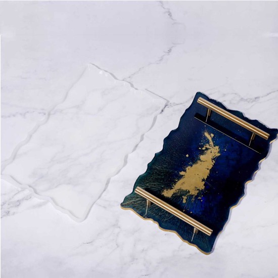 Epoksi Silikon Kalıp Dalgalı Tepsi  Kalıbı Dikdörtgen Model 19.5X32 CM