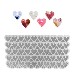 Epoksi Silikon Kalıp Çoklu Kalp Delikli Anahtarlık Kolye Kalıbı Küçük Boy 3 CM 50 Li
