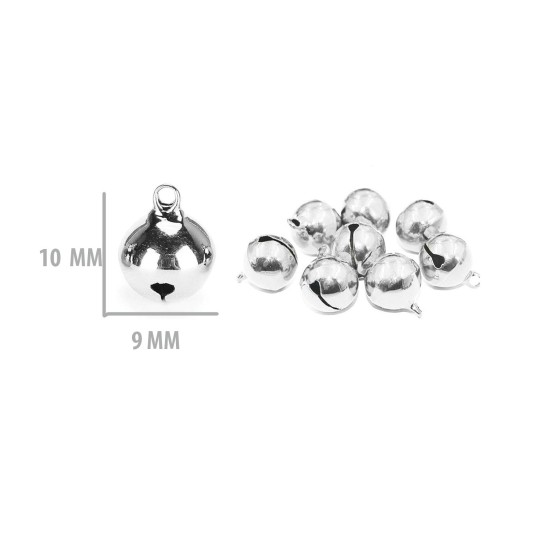 Metal Çıngırak Zil  1 CM (50 Adet)  Gümüş