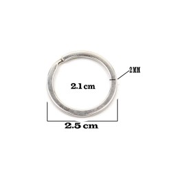 Zincirsiz Boş  Yassı Model Anahtarlık Halkası  2.5 CM (50 Adet)  Gümüş