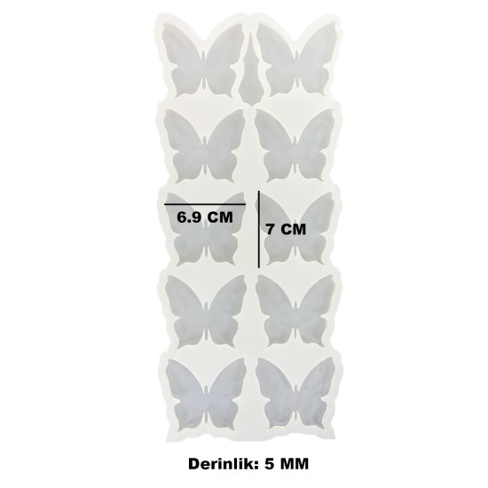 Epoksi Reçine Silikon Kalıp Çoklu Kelebek Magnet Kalıbı Seri Döküm Kalıbı 7 CM 10 Lu