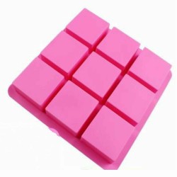 Silikon Kare Kek Kurabiye Pasta Pişirme Kalıbı 9 LU 25X25 CM