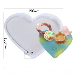 Epoksi Silikon Kalıp Küçük Kalp Tepsi Kalıbı 16X19 CM
