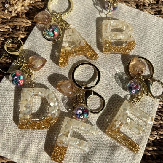 Epoksi Çoklu Silikon Kalıp F Harfi Anahtarlık Reçine Seri Döküm Kalıbı 4 CM 10 Lu