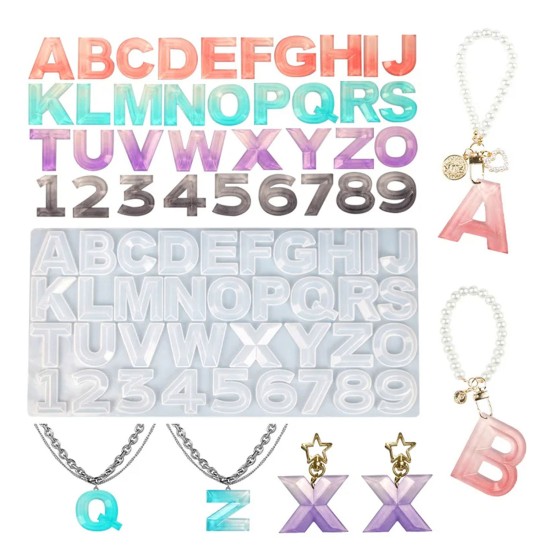 Epoksi Silikon Kalıp Kristal Büyük Harfler ve Rakamlar Kalıbı 36 LI