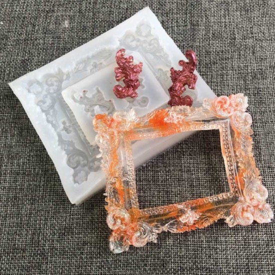 Epoksi Silikon Kalıp Fotoğraf Çerçevesi Yapraklı  9.5X11 CM