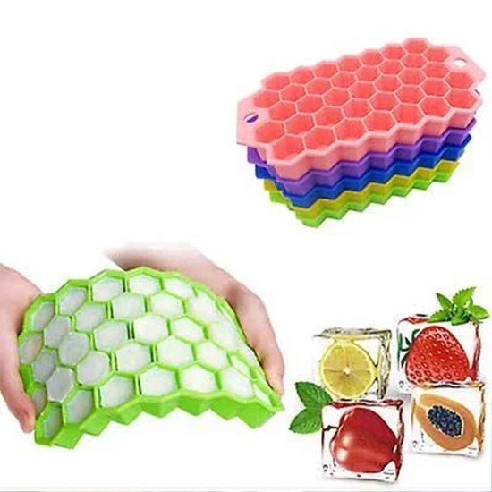 Kapaklı Petek 37 Delik Buz Küpü Tepsisi Silikon 20.5X12 CM