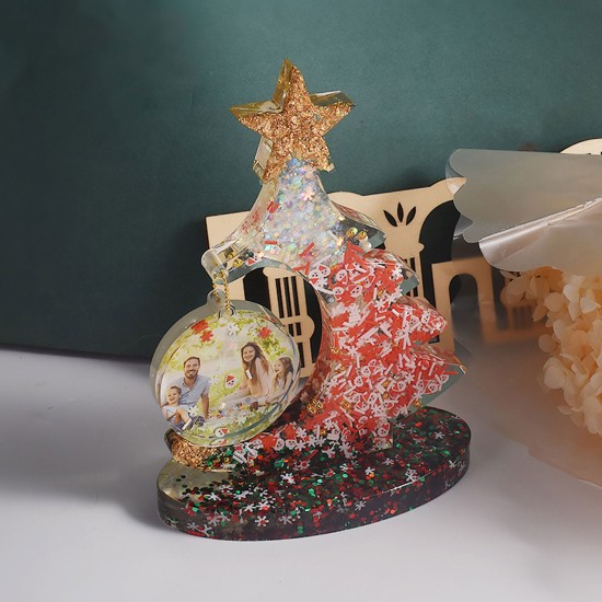 Epoksi Reçine Silikon Yılbaşı Noel Çam Ağacı Fotoğraf Çerçevesi Dekoratif Resimlik Kalıbı