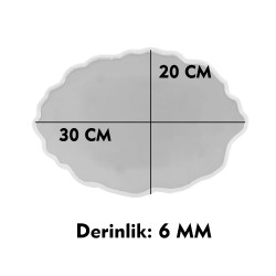 Epoksi Silikon Kalıp YERLİ Nişan ve Söz Tepsi Kalıbı Oval Düzensiz Dalgalı 20X30 CM