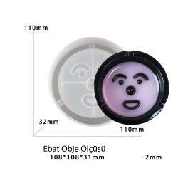 Epoksi Silikon Kalıp Emoji Yüzlü Küllük Kalıbı 11x11 CM