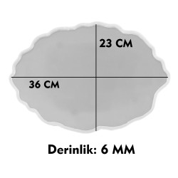Epoksi Silikon Kalıp YERLİ Nişan ve Söz Tepsi Kalıbı Oval Düzensiz Dalgalı 23X36 CM
