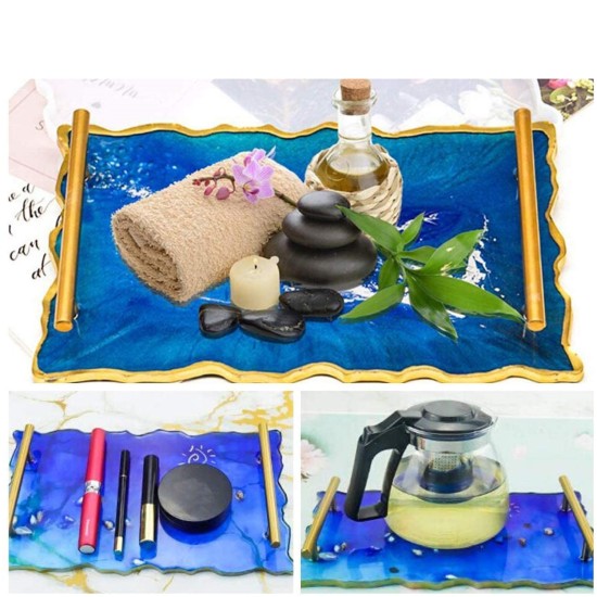 Epoksi Silikon Kalıp Dalgalı Tepsi  Kalıbı Dikdörtgen Model 19.5X32 CM