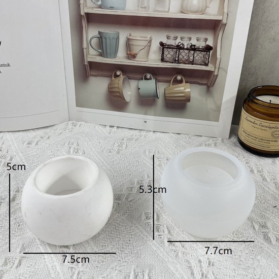 Epoksi Yuvarlak Beton Saksı ve Mumluk Silikon Kalıbı 5.3cmx7.7CM