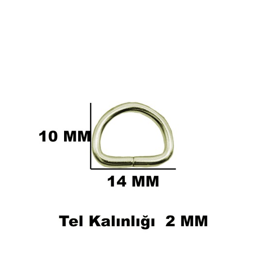 Anahtarlık Montaj Halkası D Çanta Bağlantı Halkası 14x10 MM (1000 Adet)  Gümüş