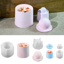 Silikon Kalıp Epoksi Taş Tozu Beton Alçı Silindir Saklama Ve Mum Kapaklı Kavanoz Kalıbı