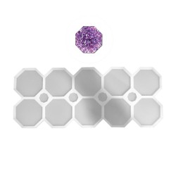Epoksi Silikon Kalıp Sekizgen Bardak Altı Ve Magnet Kalıbı 6.8 CM 10 Lu