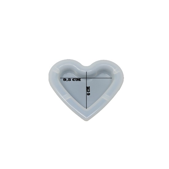 Epoksi Silikon Kalıp Küllük Kalıbı Kalp Modeli  9.5 CM