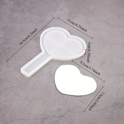 Epoksi Silikon Saplı Ayna Kalıbı Kalp 16.5X11 CM